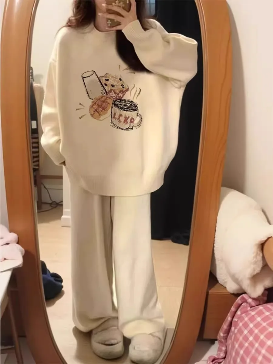 Pull imprimé blanc pour femme, petite taille, paresseux, haut de gamme, sensation, tricoté, irt, automne hiver