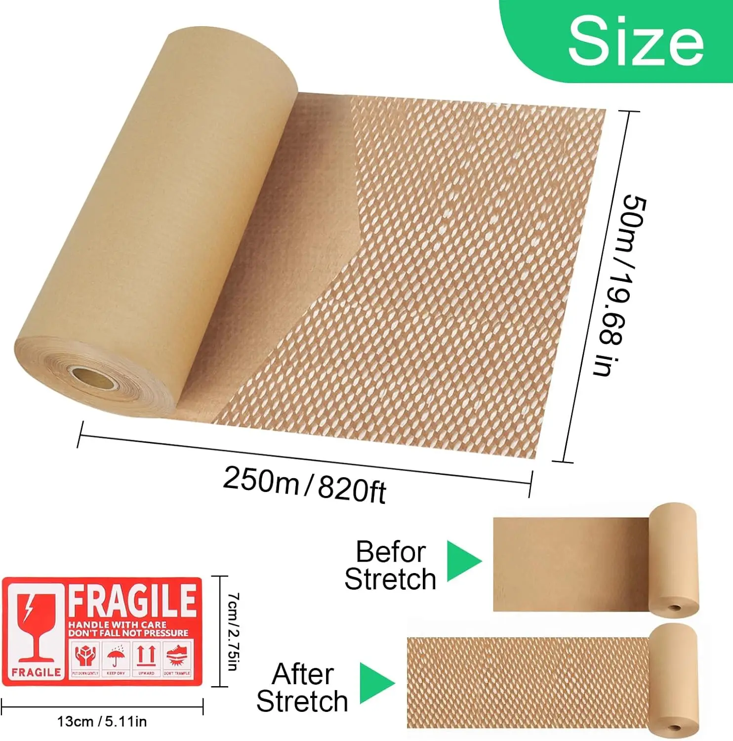 19.68'' x 820ft, 200 Fragile Stickers Included | Wine Box, Artwork