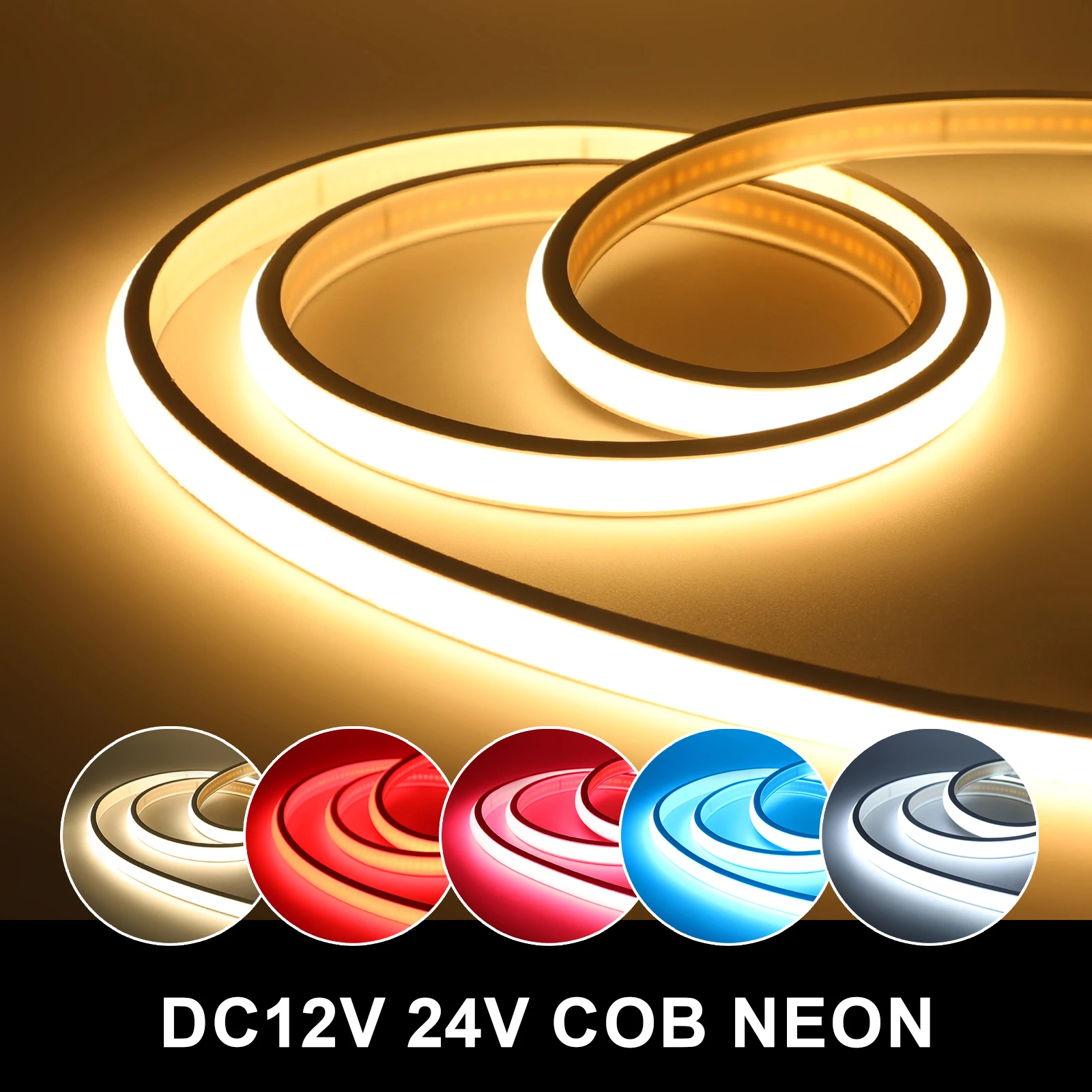 

DC12V 24V COB Neon Light High Bright 320Leds/m Waterproof LED Strip Tape Diode Lamp Warm Natural Cold White Linear lighting