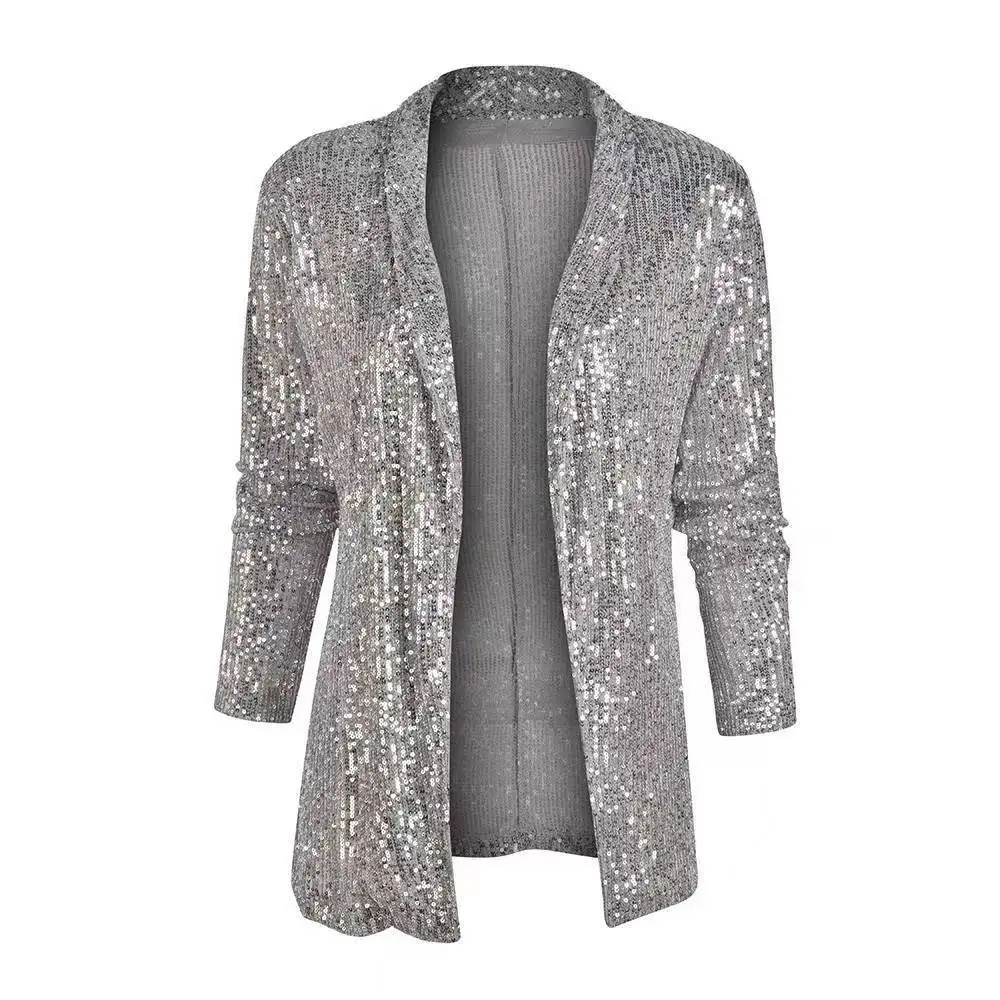 

Sequin Cardigan Jackets New Autumn Club Office Party Coats Glitter Chic Jacket Elegant Lady Top Outwear Women's Blazer