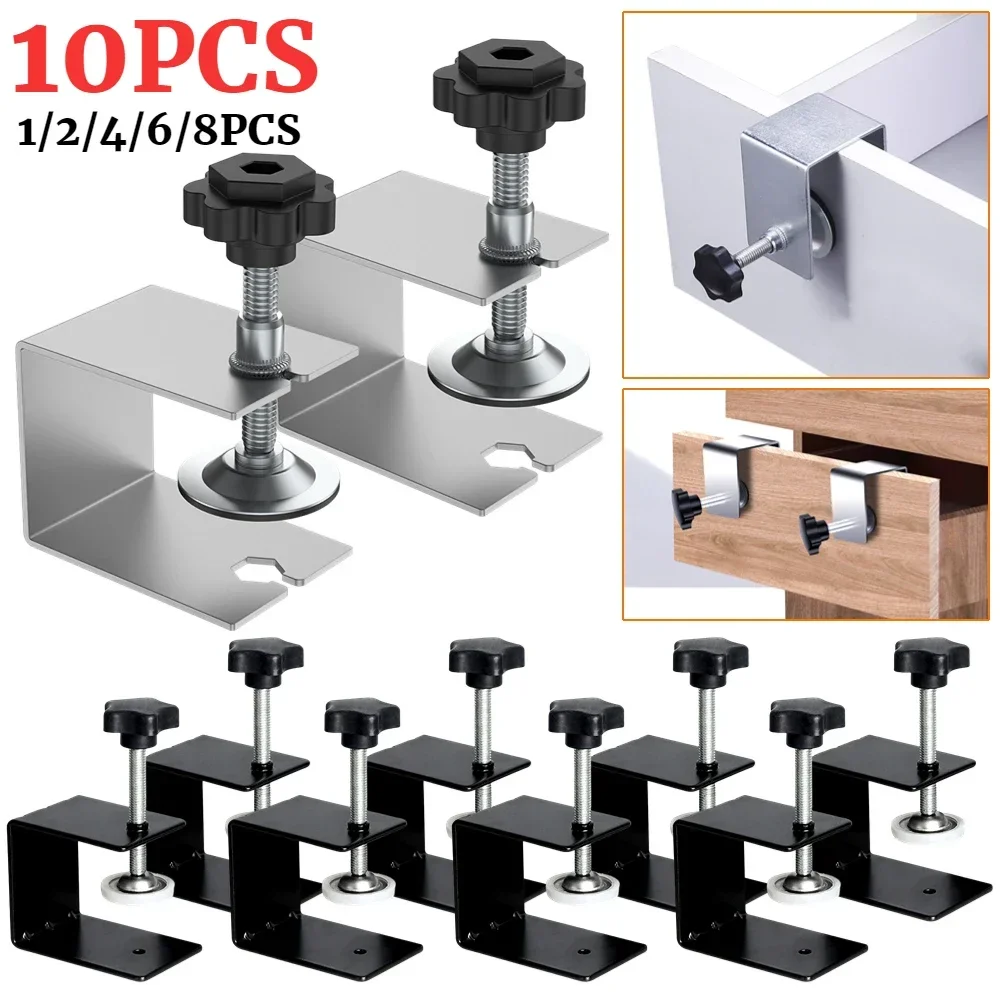 

1-10PCS Woodworking Jig Cabinet Tool Home Furniture Accessories Steel Drawer Front Installation Clamps Drawer Panel Clips Tools