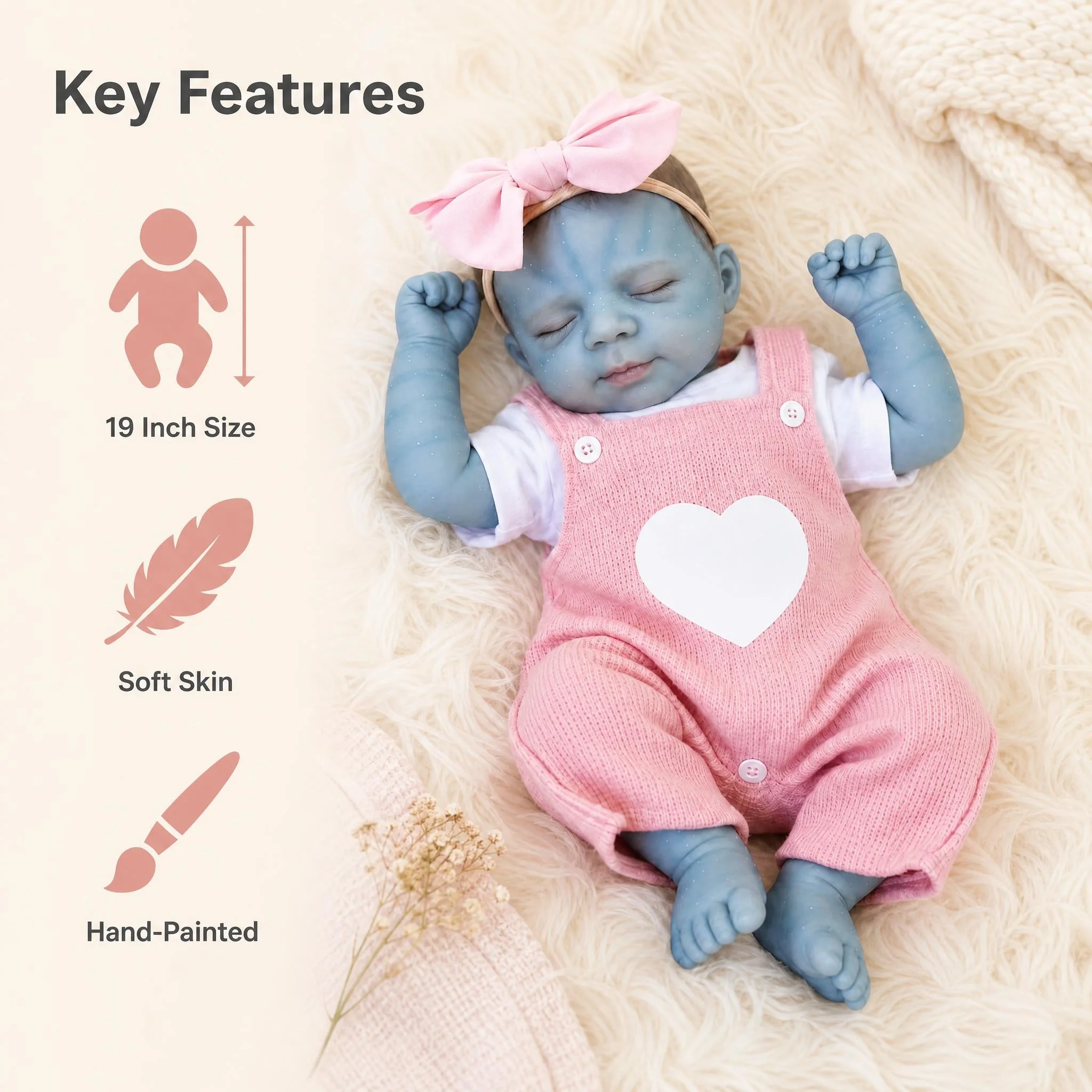 NPK 19inch Newborn Soft Body Baby Pascale Reborn Doll with 3D Skin Multiple Layers Painting with Visible Veins Soft Touch Doll