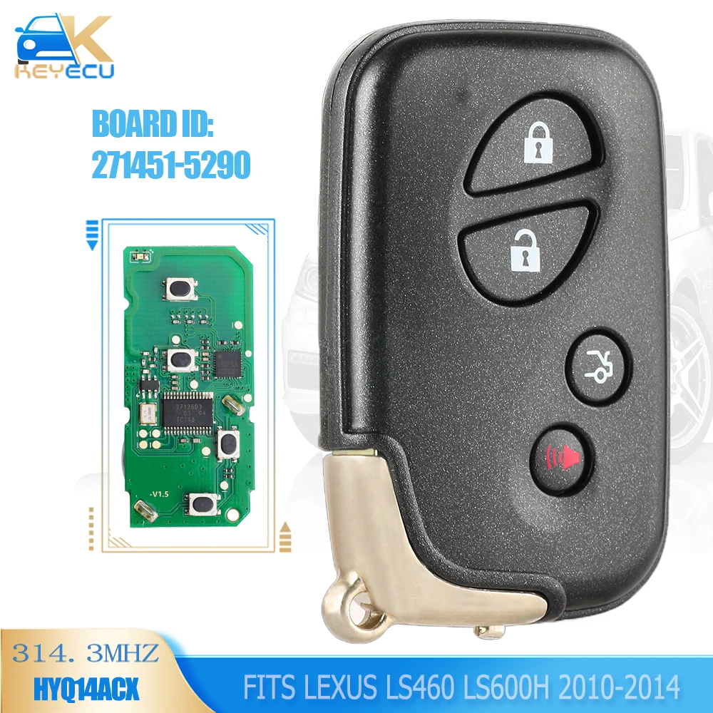 KEYECU 271451-5290 GNE 314.3MHz / 433MHz Smart Remote Key Fob for 2010 2011 2012 2013 2014 Lexus LS460 LS600h HYQ14ACX