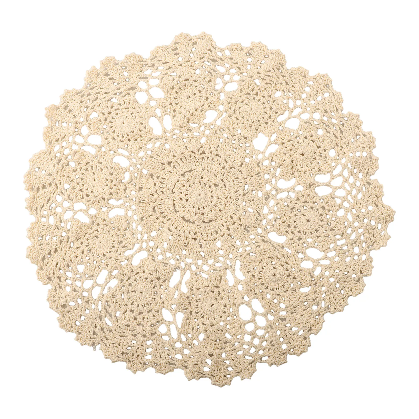Accessory Decoration Stylish Table Mat Handmade Crochet Hollow Home Kitchen Living room Placemat Retro 40cm Decor
