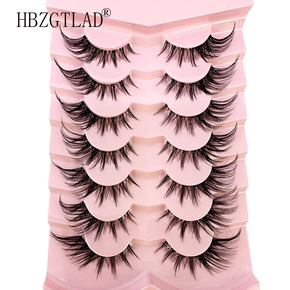 HBZGTLAD 7pairs False Lashes Cat Eye Lashes Winged End Eye Elongated Eyelashes Faux Mink Natural Look Soft Fake Lahses Makeup