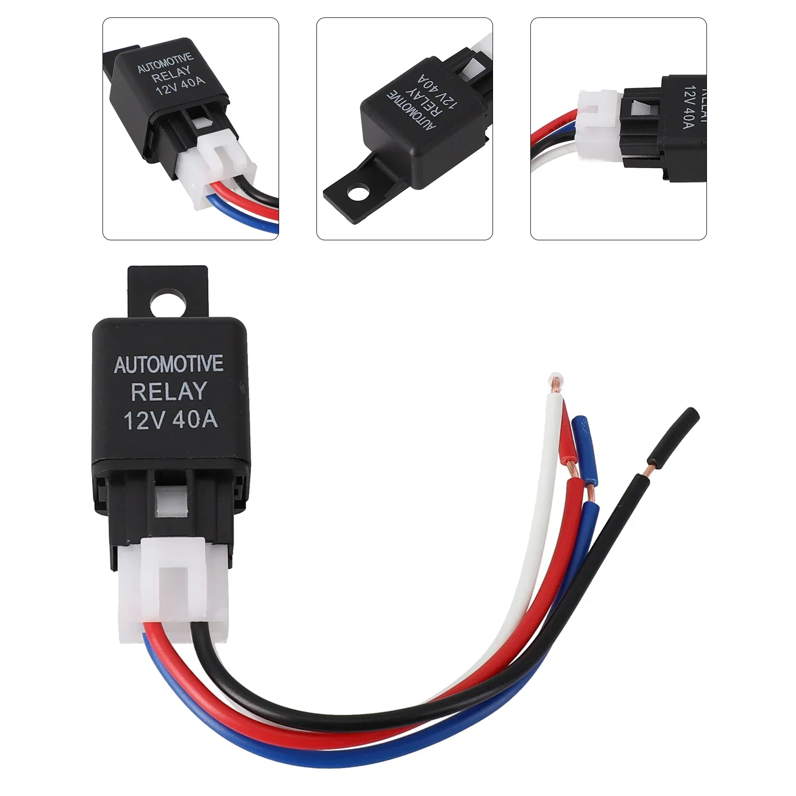 Automotive SPST Relay 12V 40A with Cable for Car Van Truck Boat and Motorcycle Electrical Integration Including Horns and Lights