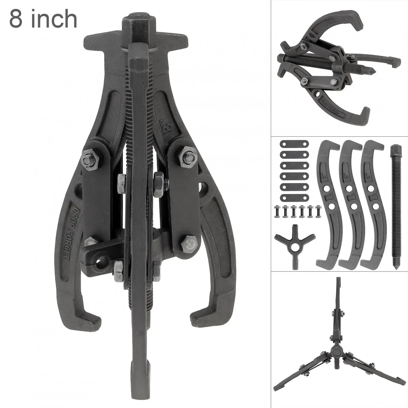 8 Inch 200mm Bearing Puller Tool Kit for Pulley Gear Bearing Flywheel Removal with 3 Jaws, Heavy Duty Motor Tech Gear Puller Set