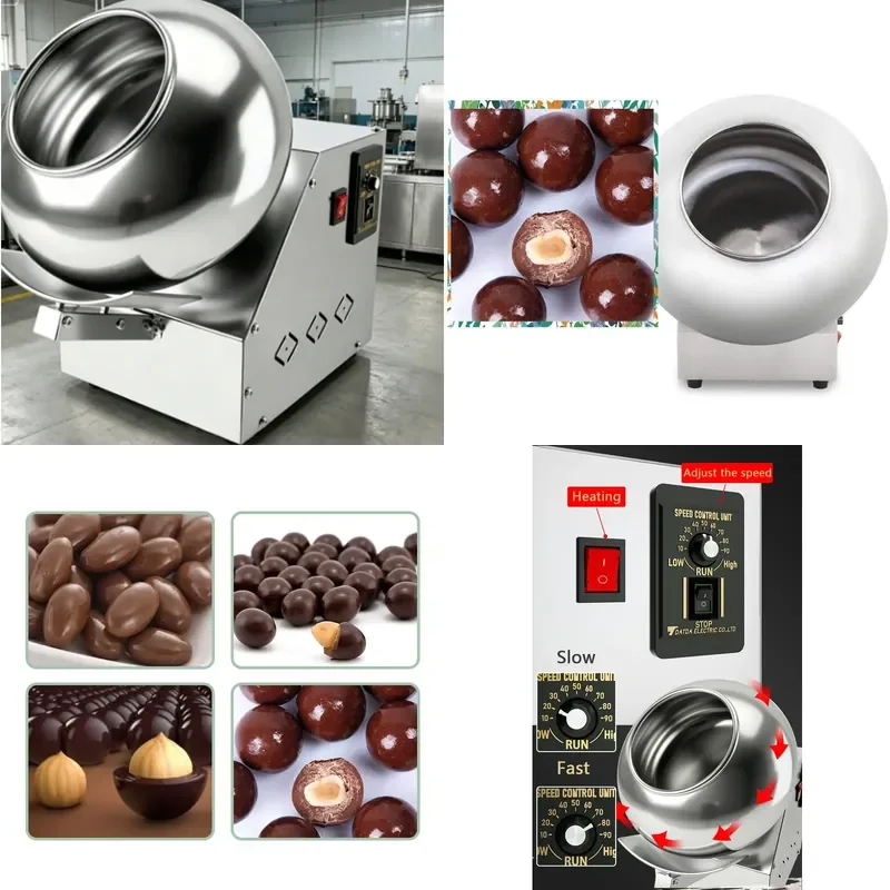 for ZONELINK Commercial Electric Automatic Chocolate Almond Nut Sugar Coating Machine Easy to Operate 220V