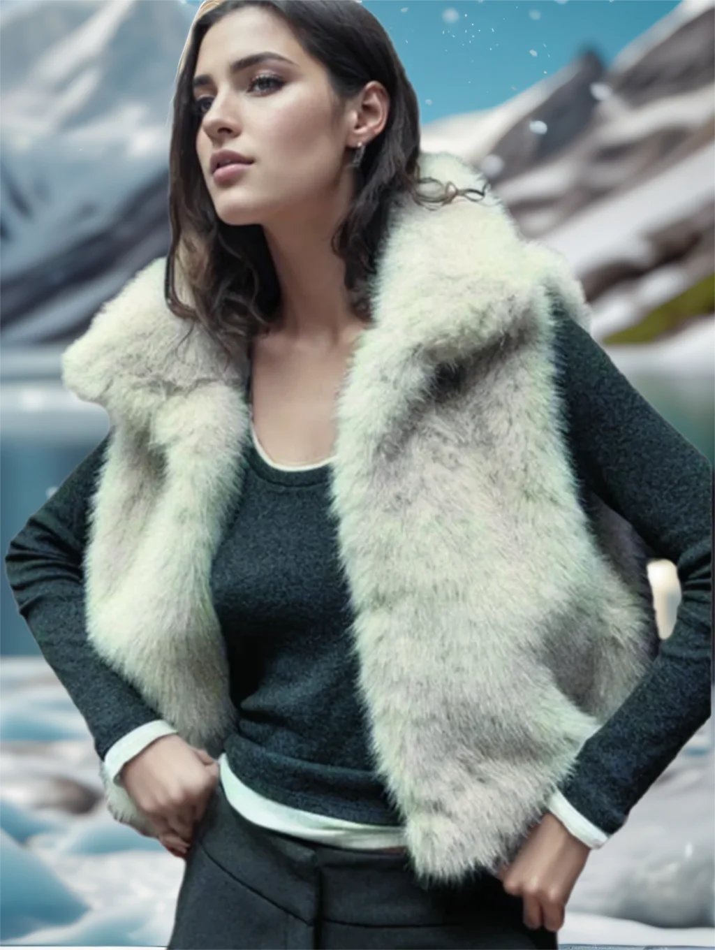 Gilet épais et chaud en fausse fourrure pour femmes, sans manches, col à revers, crochet avant, vêtements d'extérieur pour femmes, hauts chics, gilet à la mode chaud