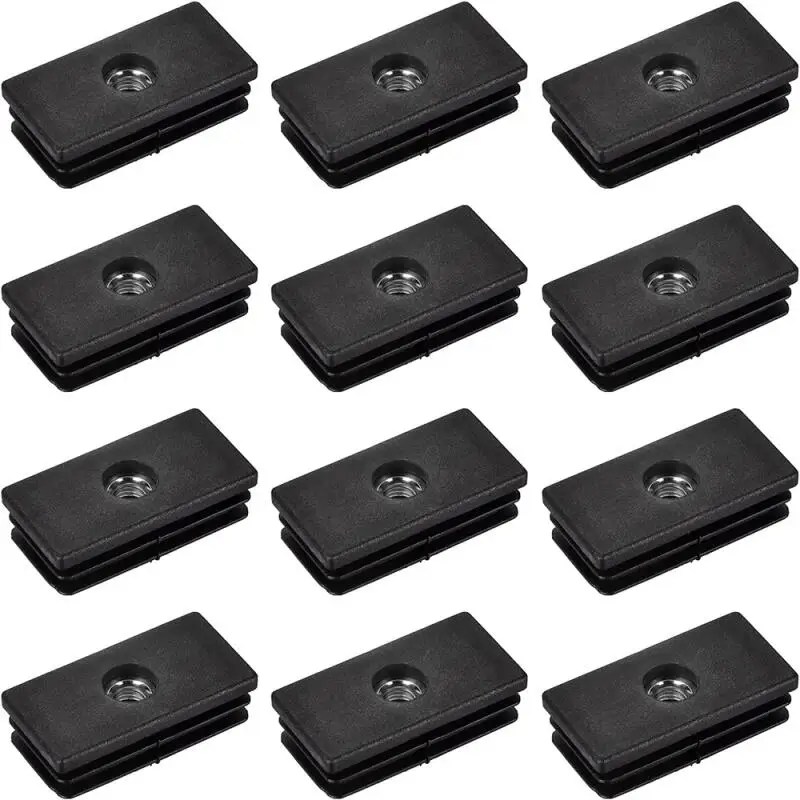 4-20PCS Black Plastic Rectangular Hole Plugs M6 M8 Threaded Nut Covers,Dust-proof End Caps for Chairs Furniture Legs Accessories