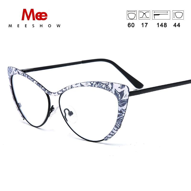 Meeshow New Design Cat Eye Glasses Frame  Colorful Metal Women's Glasses Customized Prescription Myopia Fashion Reading Glasses