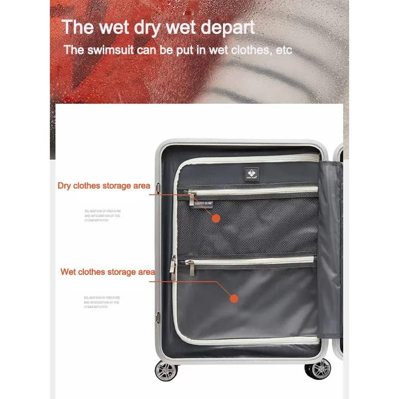 

Front Computer Luggage 24 Inches PP Hook Trolley Travel Suitcase Rolling Hard Shell Spinner Mobile Cup Holder With USB Charging