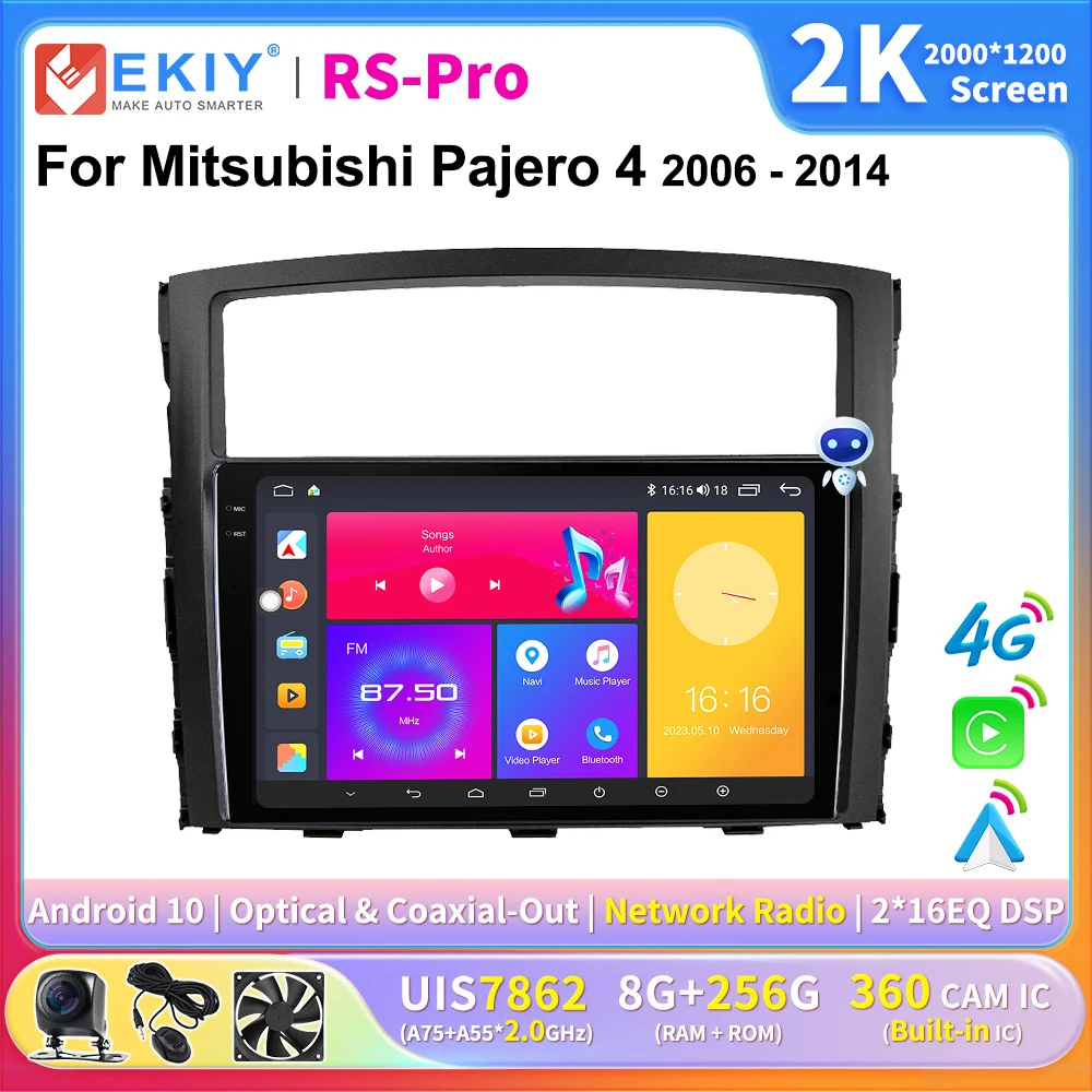 

Автомобильный радиоприемник EKIY с 2K экраном Android для Mitsubishi Pajero 4 V80 V90 2006-2014 Carplay, навигация, мультимедийный плеер, 4G, Wi-Fi, стерео