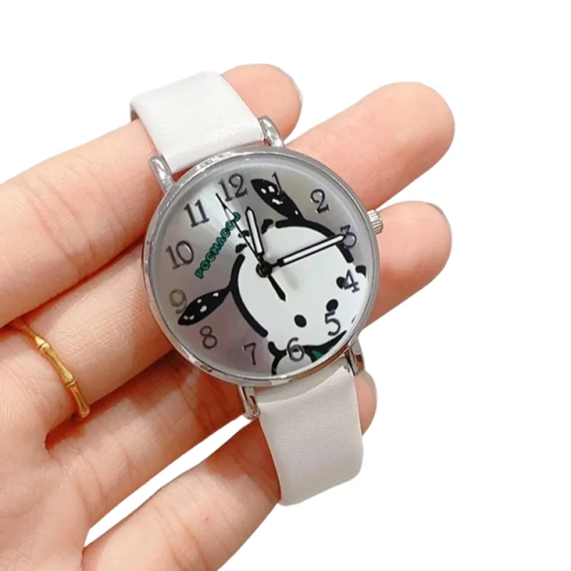 Miniso Anime Cartoon Sanrio Hello Kitty Kuromi Cinnamoroll Melody Pochacco Quarz Mädchen Student Uhr Kinder Ledergürtel Uhr