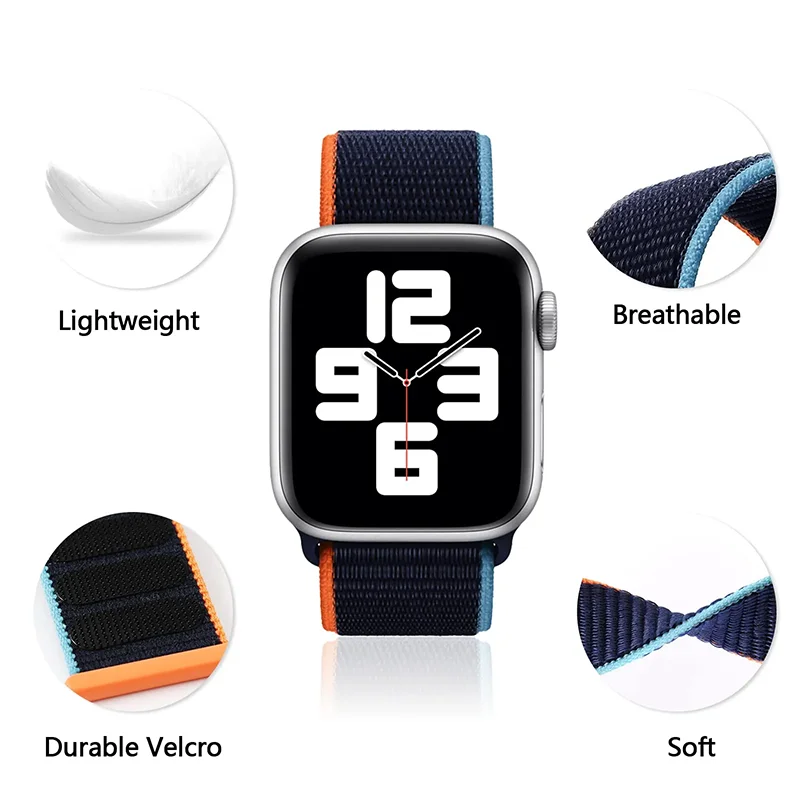 

Nylon Band For Apple Watch Straps SE 10 42/46mm 45mm 44mm 38/40/41mm Bracelet Correa iwatch Series 9 8 se 7 6 5 4 3 Ultra 2 49mm