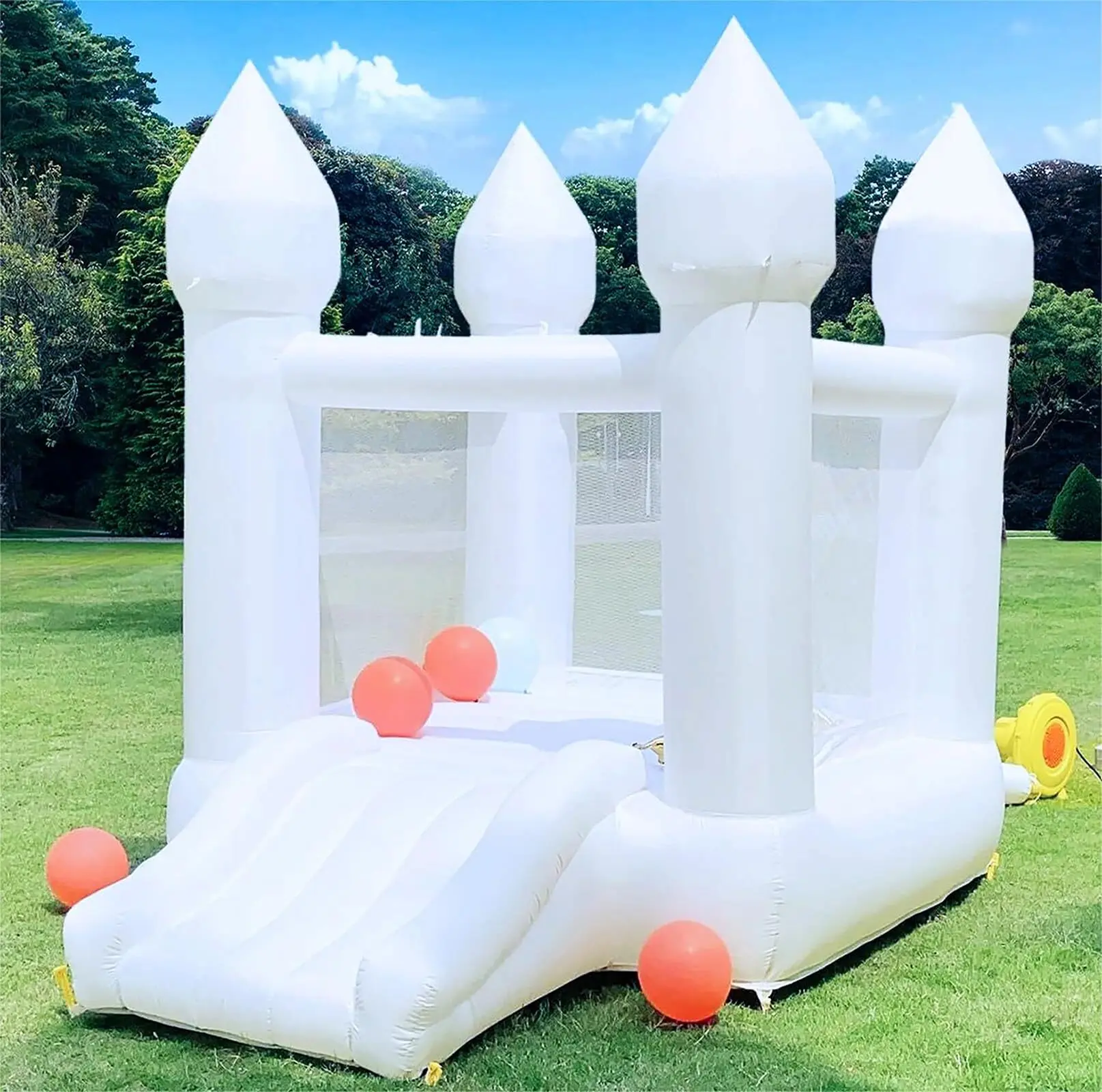 Iatable Bouncy Castles Easter Gifts Kids Outdoor With Slide 370w Blower White Bounce House For Party Baby Shower Children