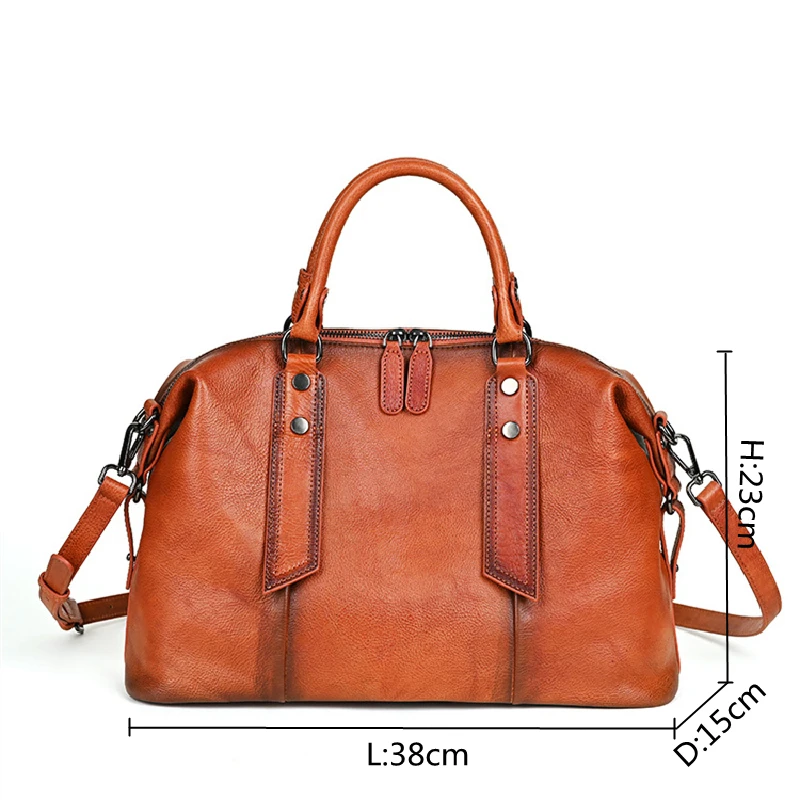 Highend Vintage A4 Coffee Black Brown Full Grain Genuine Leather Women Handbag Shoulder Messenger Bag Tote Large Capacity M907