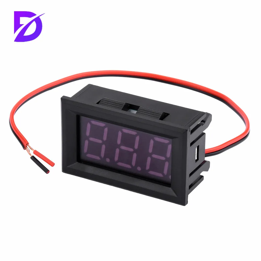 DC 5-120V Mini Voltmeter Blue LED Digital Display Panel Voltage Meter 2 Wire 0.56 Inch for Motorcycle Battery Monitor