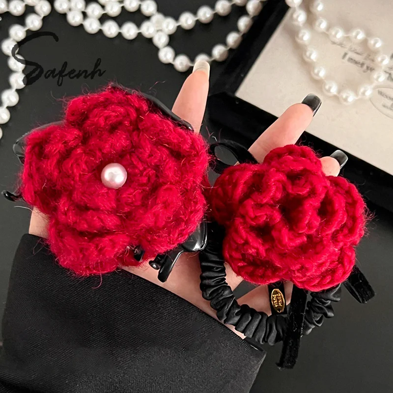 Pinza para el pelo de flor rosa elegante a la moda para mujeres y niñas, anillo con Clip para el pelo de flor 3D dulce y versátil, accesorios exquisitos para el cabello, regalos