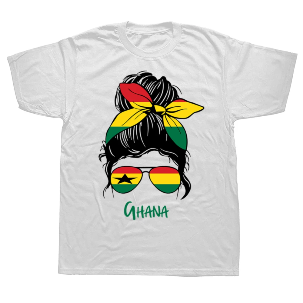 Ghana Ghanaian Girl Woman Flag Mens T-Shirt Print Graphic T Shirts Summer Hip Hop Tees Short Sleeve Harajuku Mens Clothes