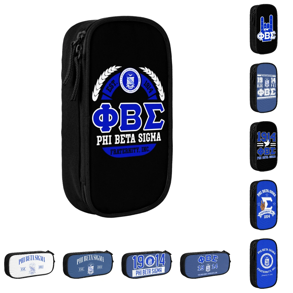 Phi Beta Sigma PBS Fraternity Big Capacity Pencil Pen Case Stationery Bag Pouch Holder Box Organizer Teens Girls Adults Student