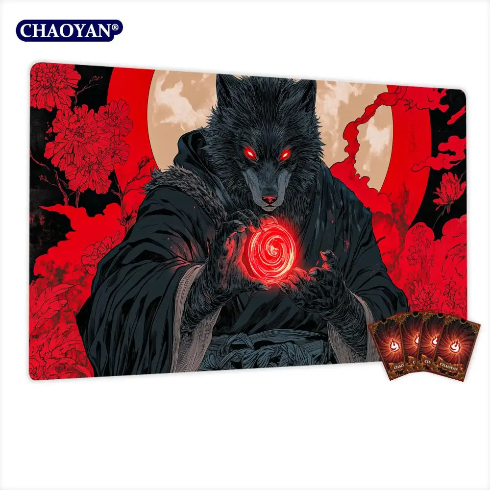 

Red-eyed Black Wolf MTG Playmat Magic Card Battle Mat Non-Slip Durable 35X60CM Commander playmat Board Game Mat for TCG