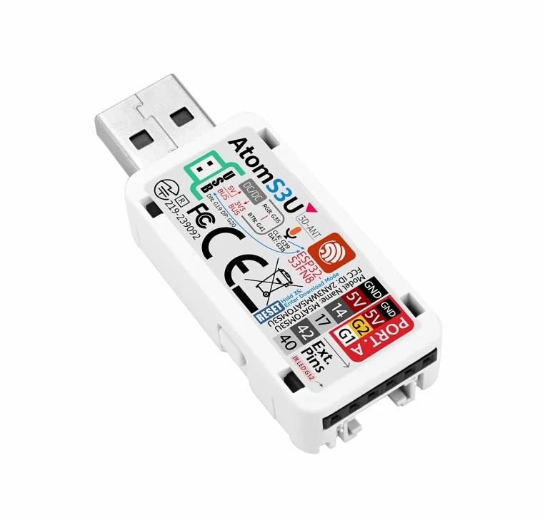 Desenvolvimento Kit com USB-A Interface, M5Stack AtomS3U ESP32S3