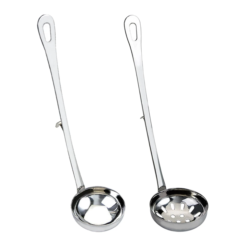 

2Pcs Hot Pot Spoons Stainless Steel Long H Scoop Strainer Kitchen Utensils Oil Filter Food Serving Spoon