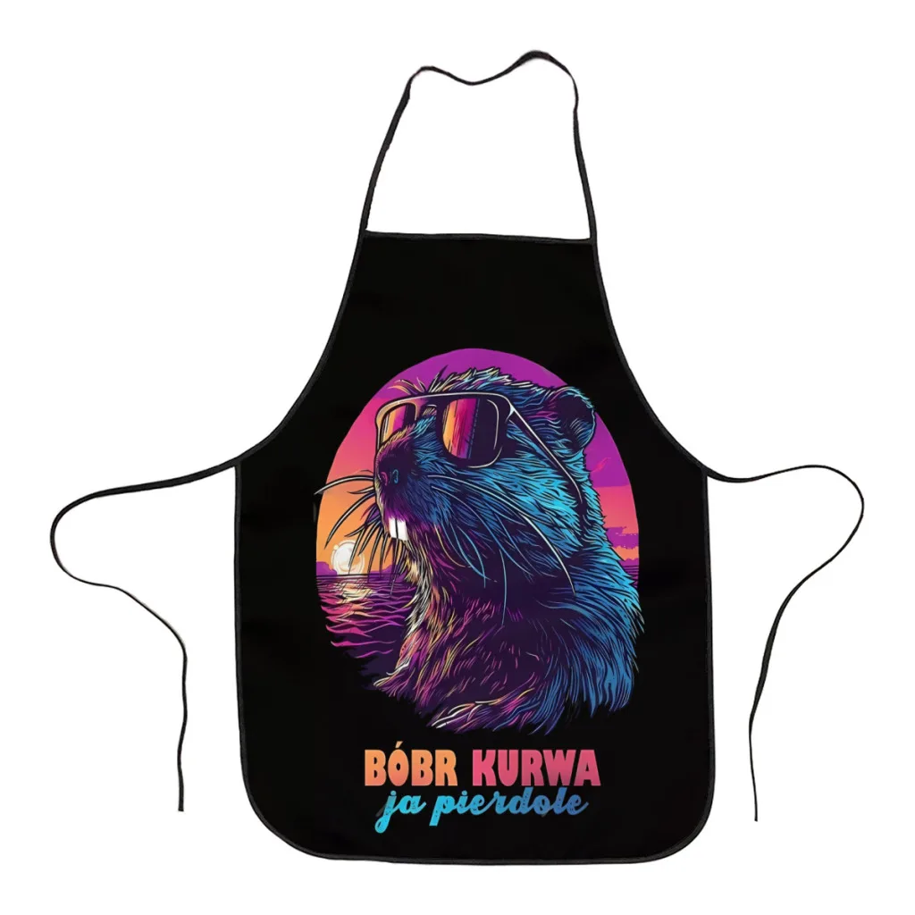 

Synthwave Polish Beaver Meme Ja pierdole Bobr Bober Kurwa Kitchen Women Apron Household Cleaning Composite Pinafore