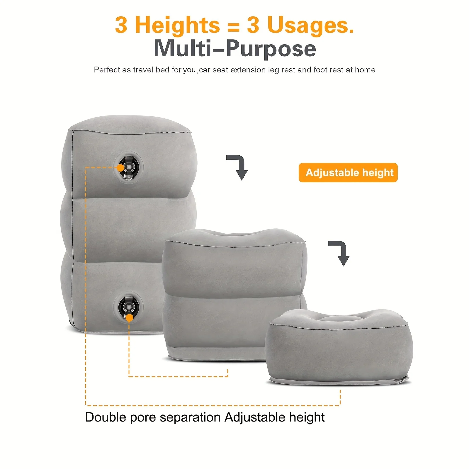 Inflatable Foot Rest Pillow for Travel Airplane Travel Pillow-AdjustableHeight Cushions Suitable for Office Home and Any Travell
