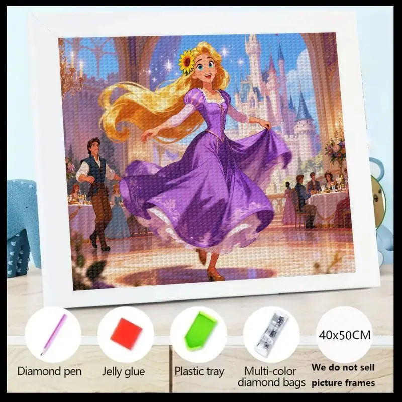 

1 шт., принцесса Диснея Рапунцель, танцующая 5D полная дрель, набор для алмазной живописи, сделай сам, запутанный сказочный замок, сцена со стразами, художественное ремесло