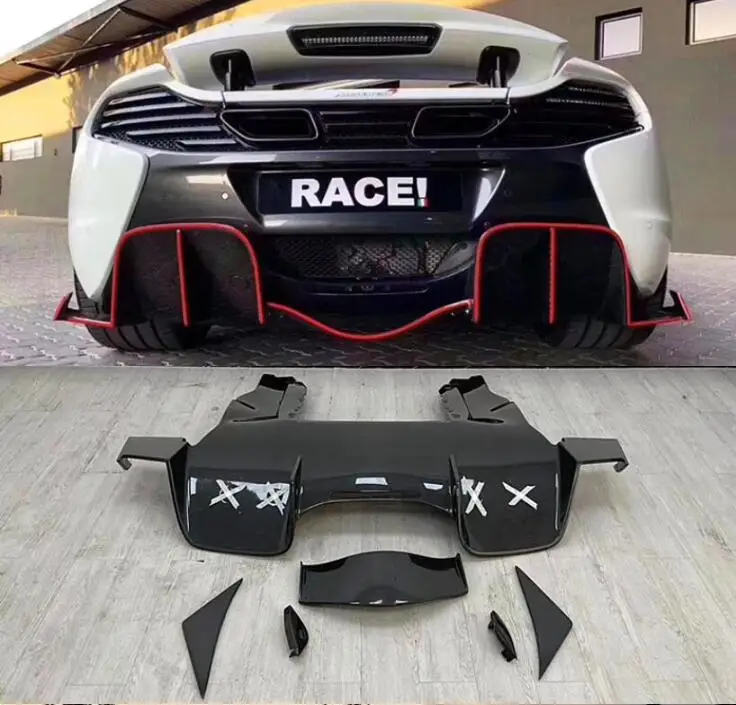 

Real Carbon Fiber Rear Bumper Lip Diffuser Spoiler For Mclaren MP4-12C 625C 650S 675LT 2011 2012 2013 2014 2015 2016 2017