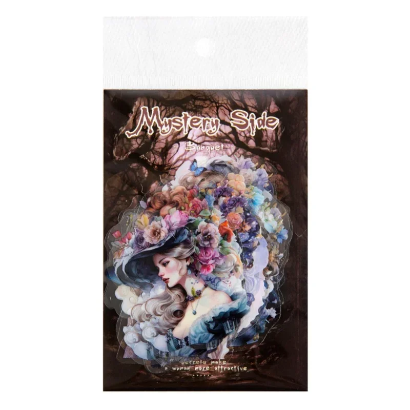 20Pieces Side Package Retro Girl Handbook Material Decorative Stickers Account Supplies Stationery 155*89mm PET Sticker Mystery