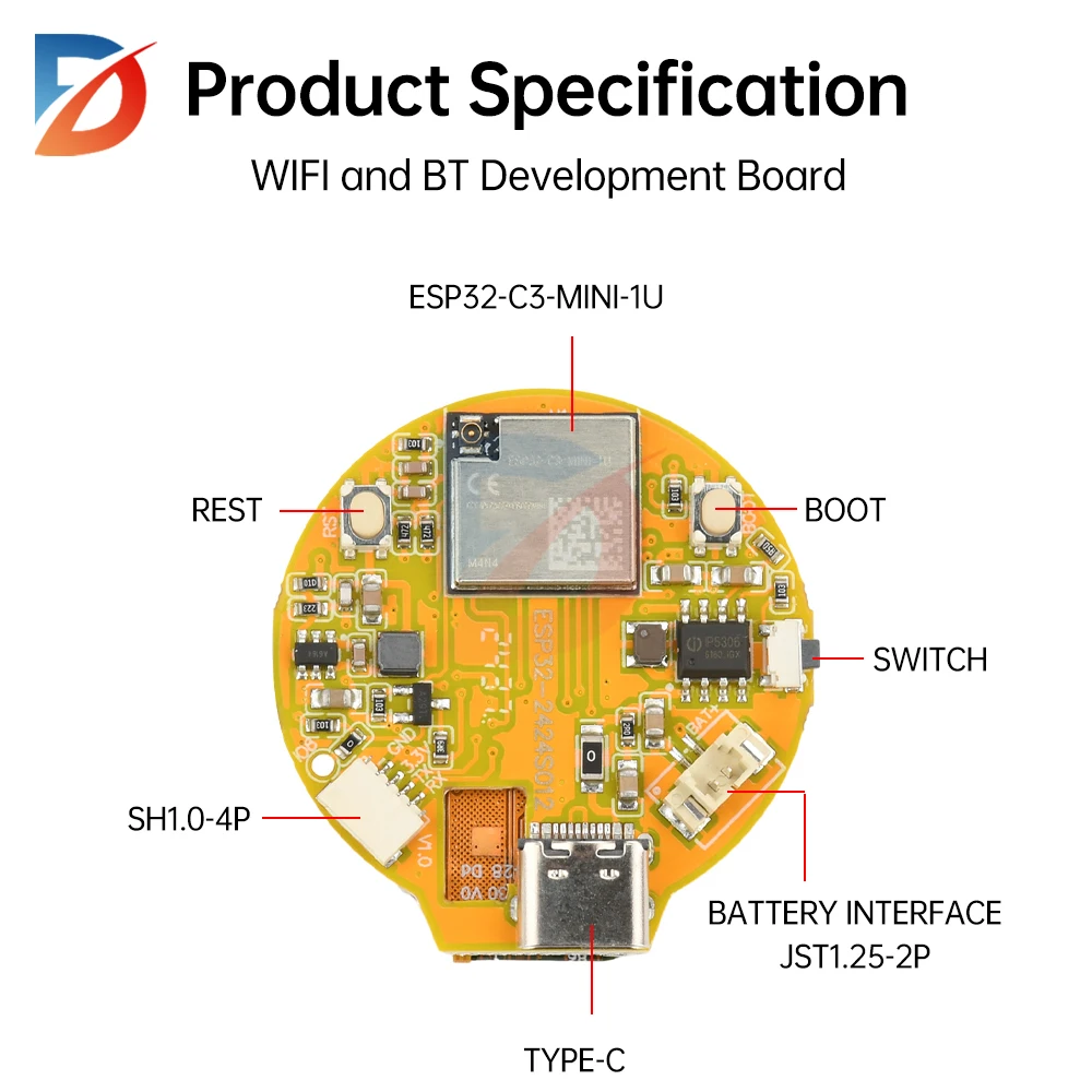 ESP32-C3 arduino lvgl wifi & placa de desenvolvimento bluetooth 1.28 "240*240 ips tela inteligente 1.28 polegada ips lcd tft módulo toque