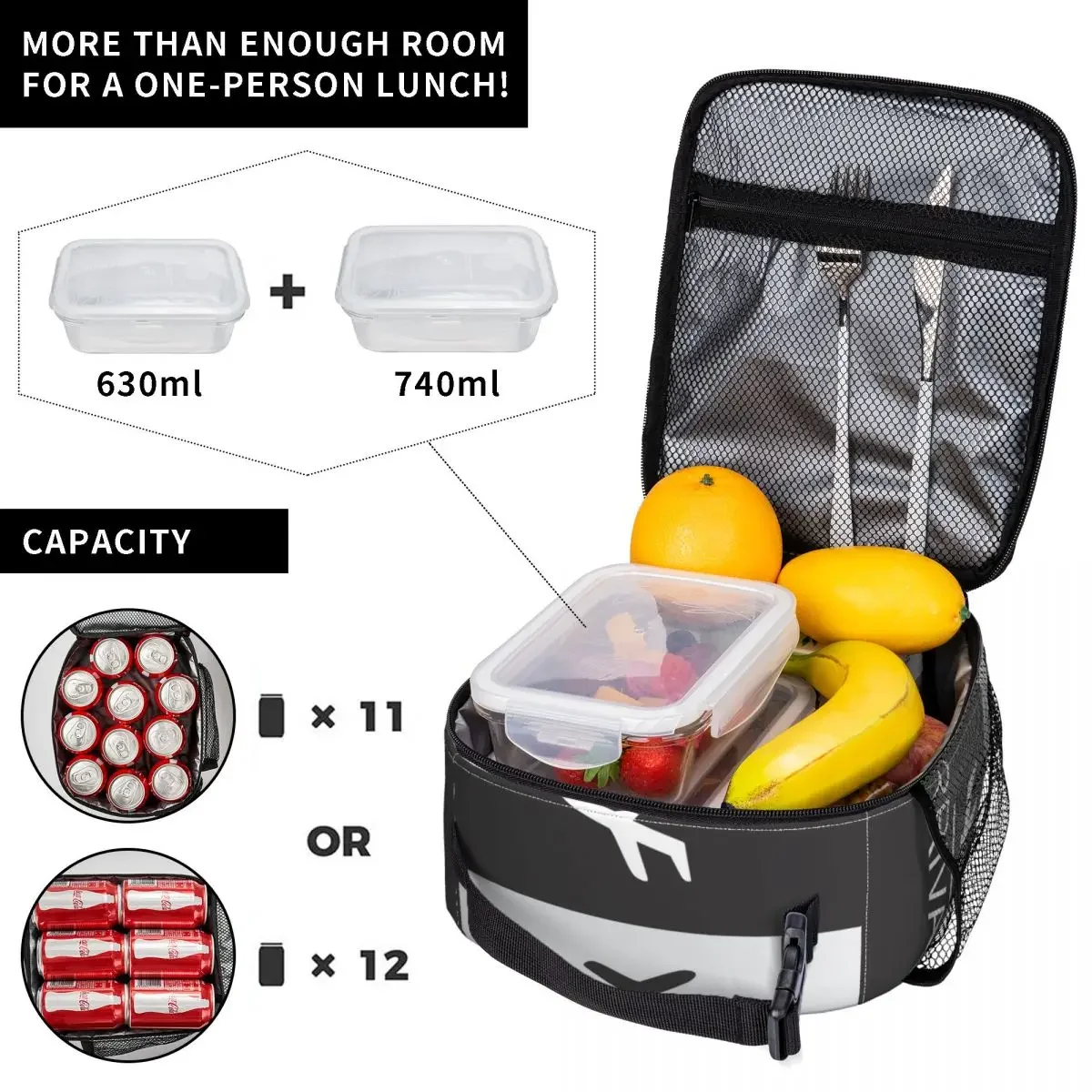 Flight Arrival And Departure Insulated Lunch Bag for Camping Travel Plane Aviation Pilot Cooler Thermal Bento Box Women Children