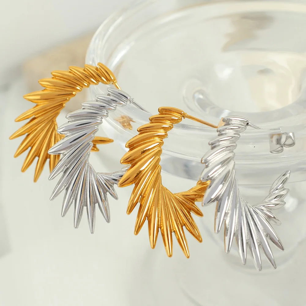 

Fashion Gold-Plated Angel Wings Stainless Steel Earrings Office Style Girls Earrings Meibao Gift