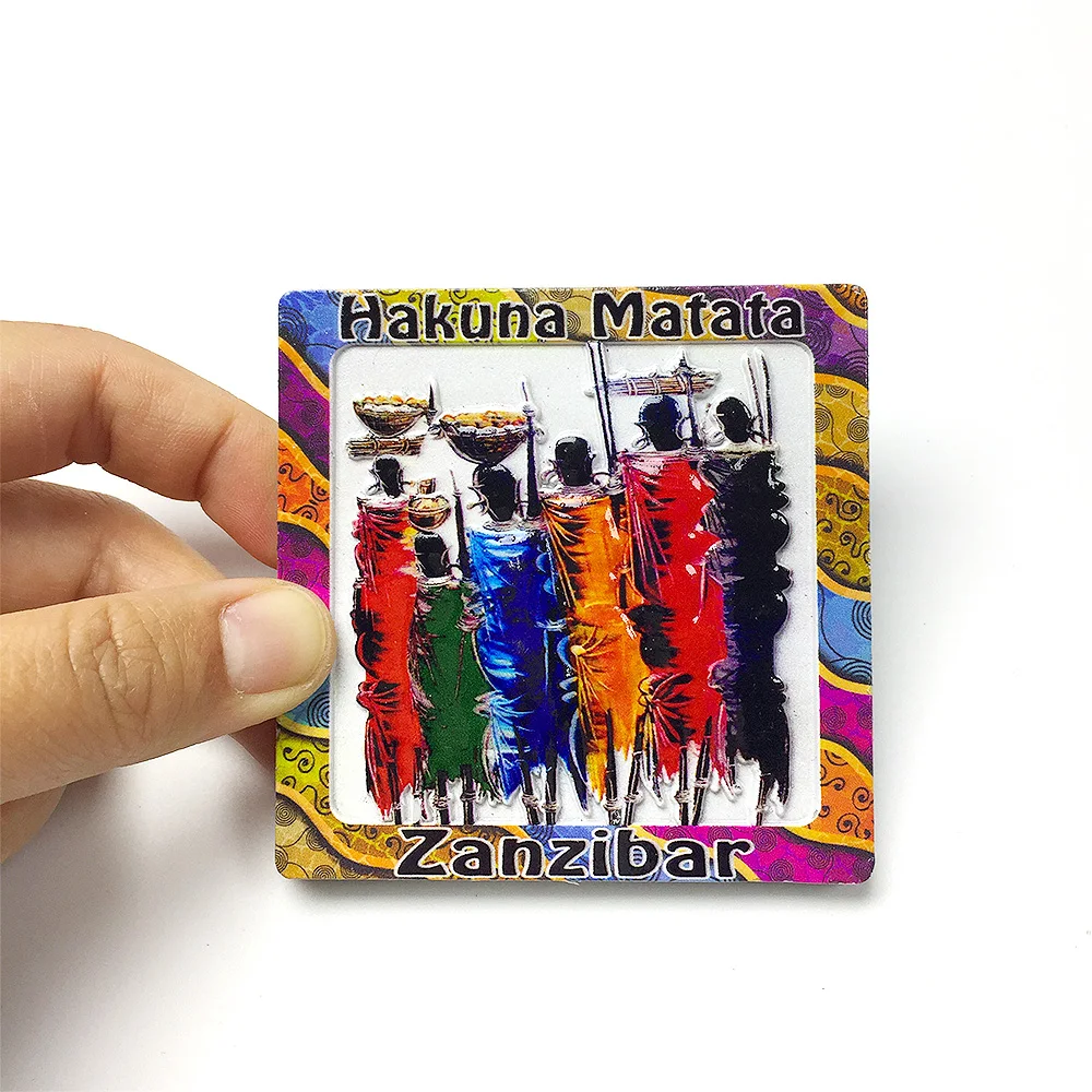 

Zanzibar Hakuna Matata 3D Resin ‌Refrigerator Magnets‌ - ‌Colorful African Art Decor‌ for ‌Home & Kitchen