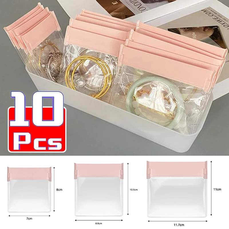 EVA Transparent Anti Oxidation Sealed Storage Bag Jewelry Packaging Jewelry Organizer Soft Pink Waterproof Convenient Practical