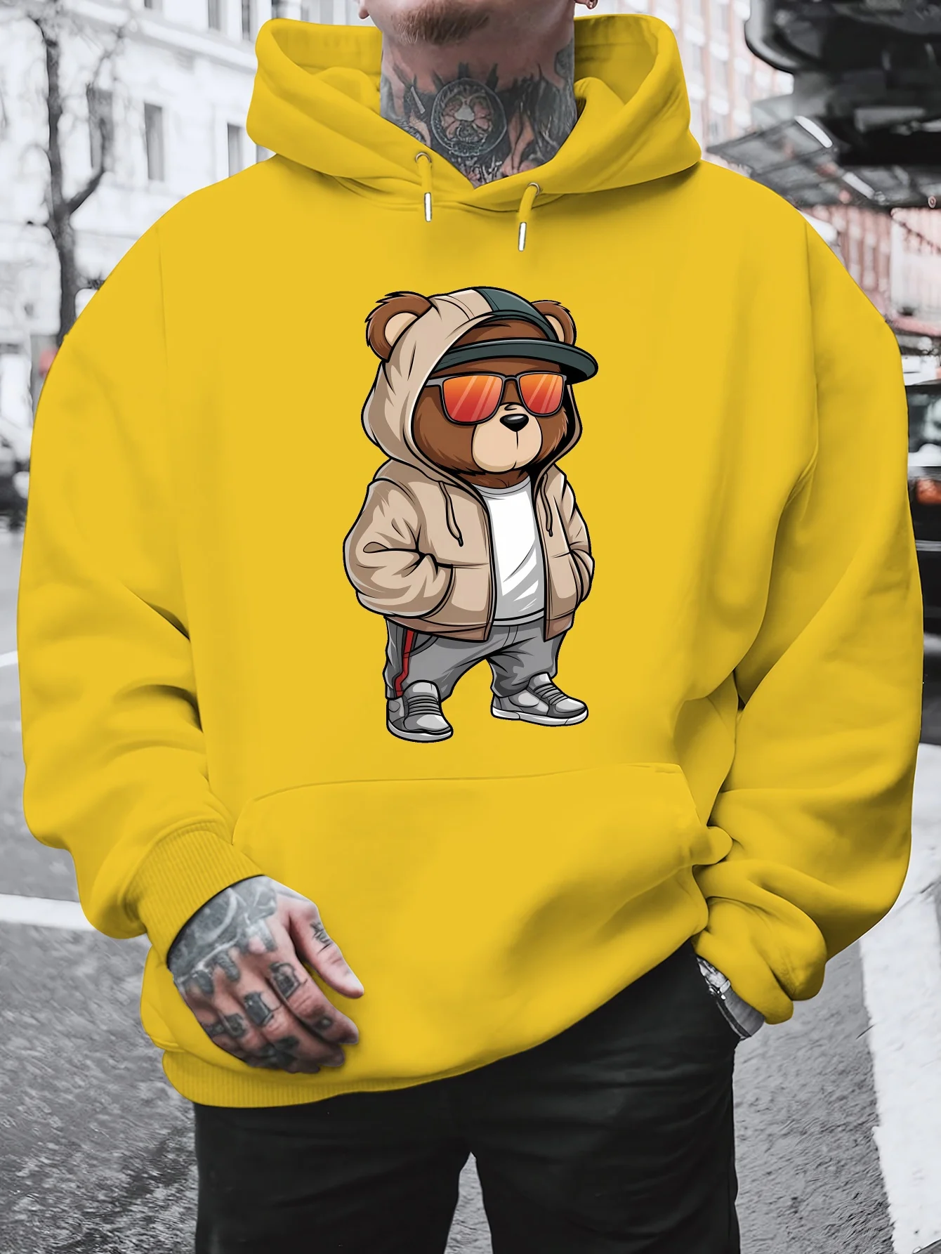Herren-Hoodie mit Boston EST 1997 Schriftzug, Vintage College-Stil, locker geschnittener, übergroßer, lässiger Streetwear-Pullover – Detail 5