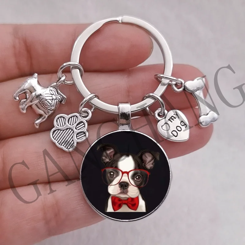 French Bulldog Keychain Kawaii Cartoon animal dog Keychain pet paw Pendant KeyChain Car For bag pendant woman Man Jewelry Gift