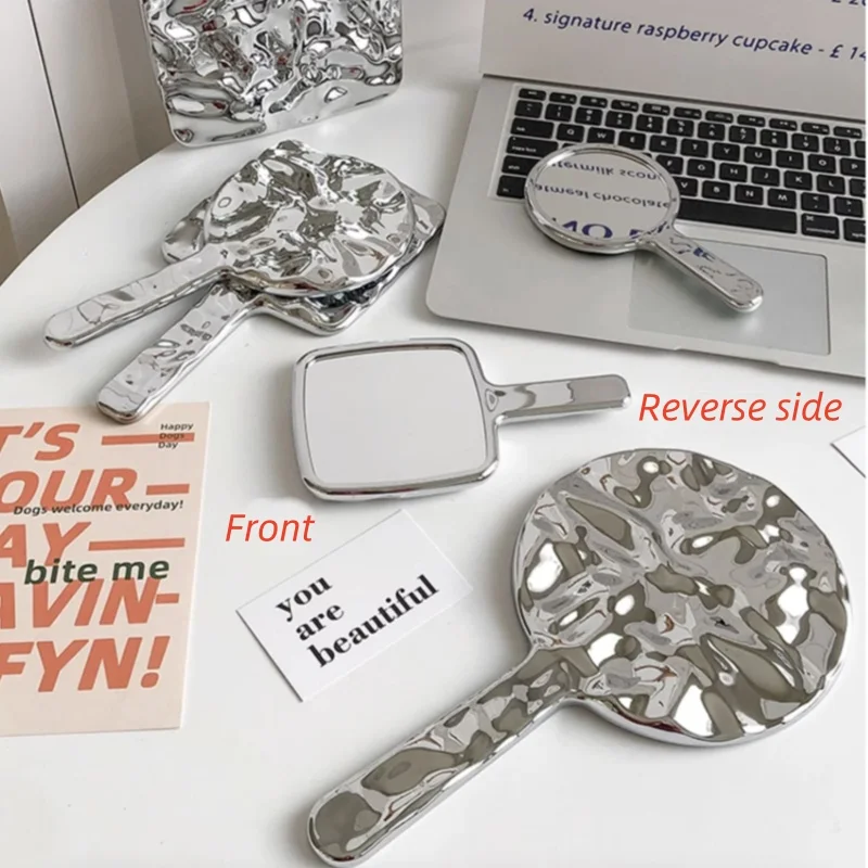 손잡이가 달린 휴대용 거울, 물 리플 휴대용 거울, 여행 및 가정용 화장품 거울