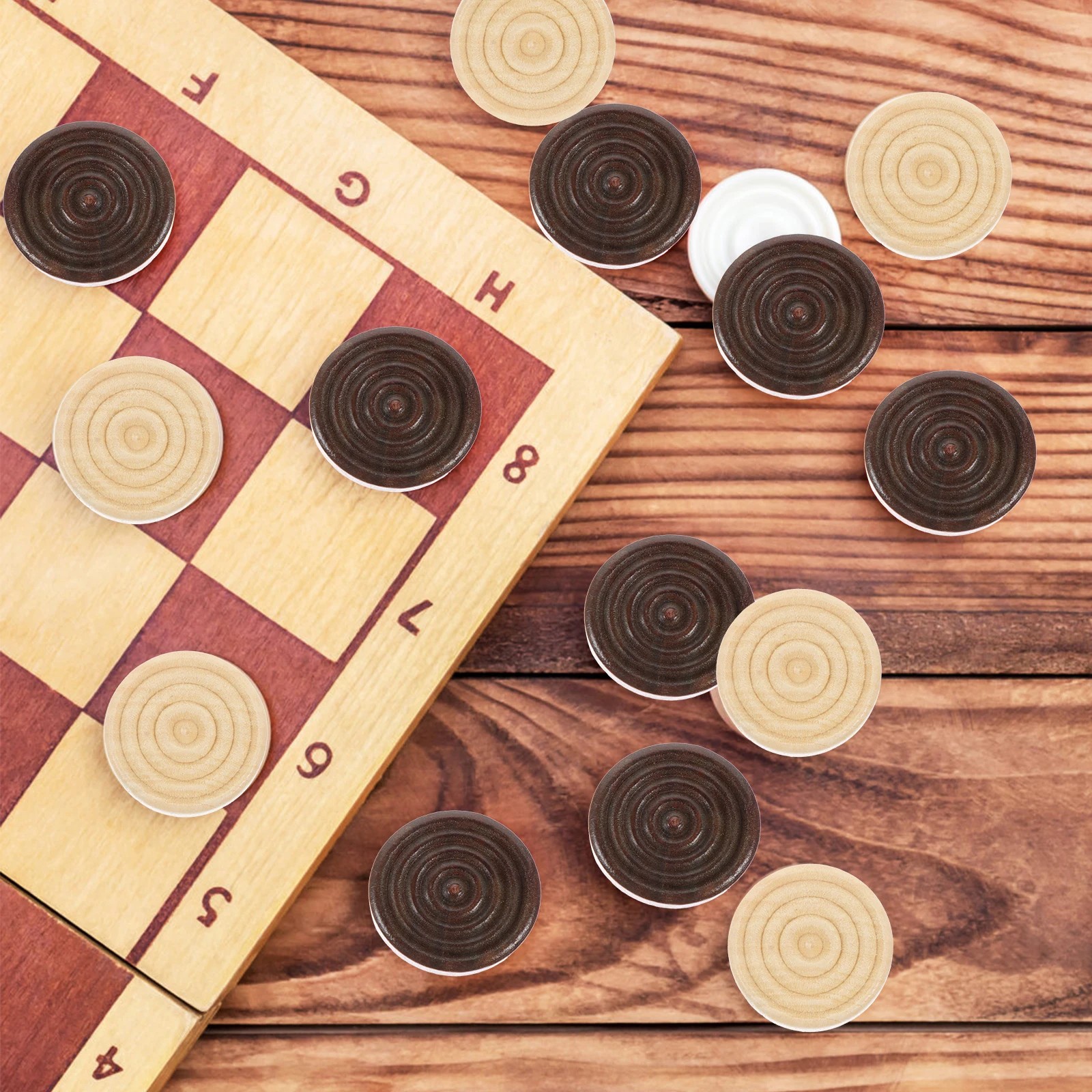 

48 Pcs Checked Checker Accessories Travel Checkers Game Accessory Wooden Chips for