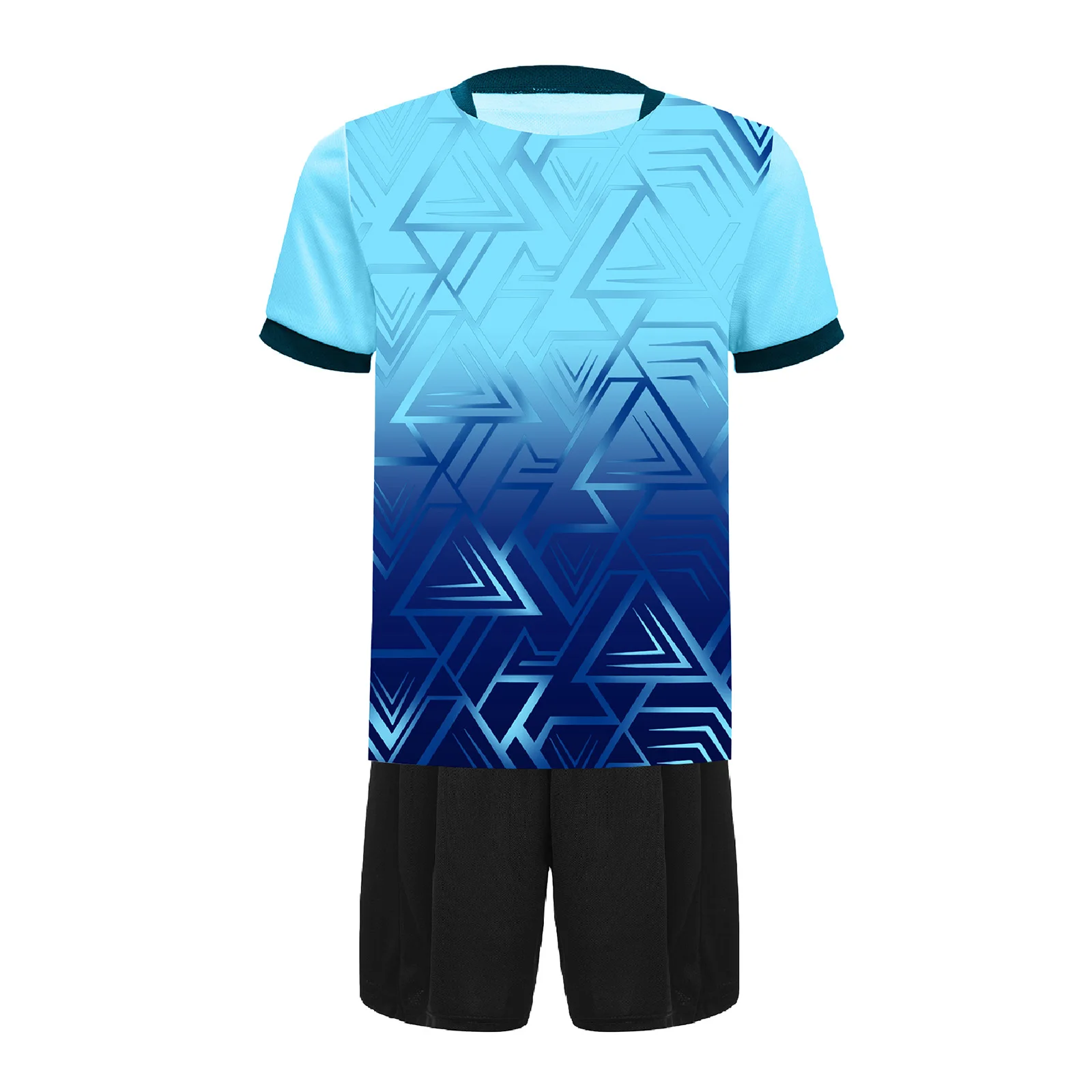

Kids Boys Sports Set Football Costume Round Neck Stylish Geometric Print Durable Short Sleeve T-shirt Elastic Waistband Shorts