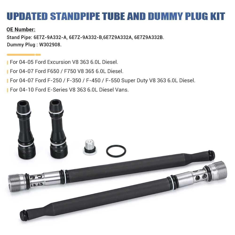 Oil Stand Pipe Dummy Plug Kit Fuel  Supply Tube 6E7Z-9A332-A/B W302908 For 04-10 Ford F250 V8 6.0L Diesel Car Accessories