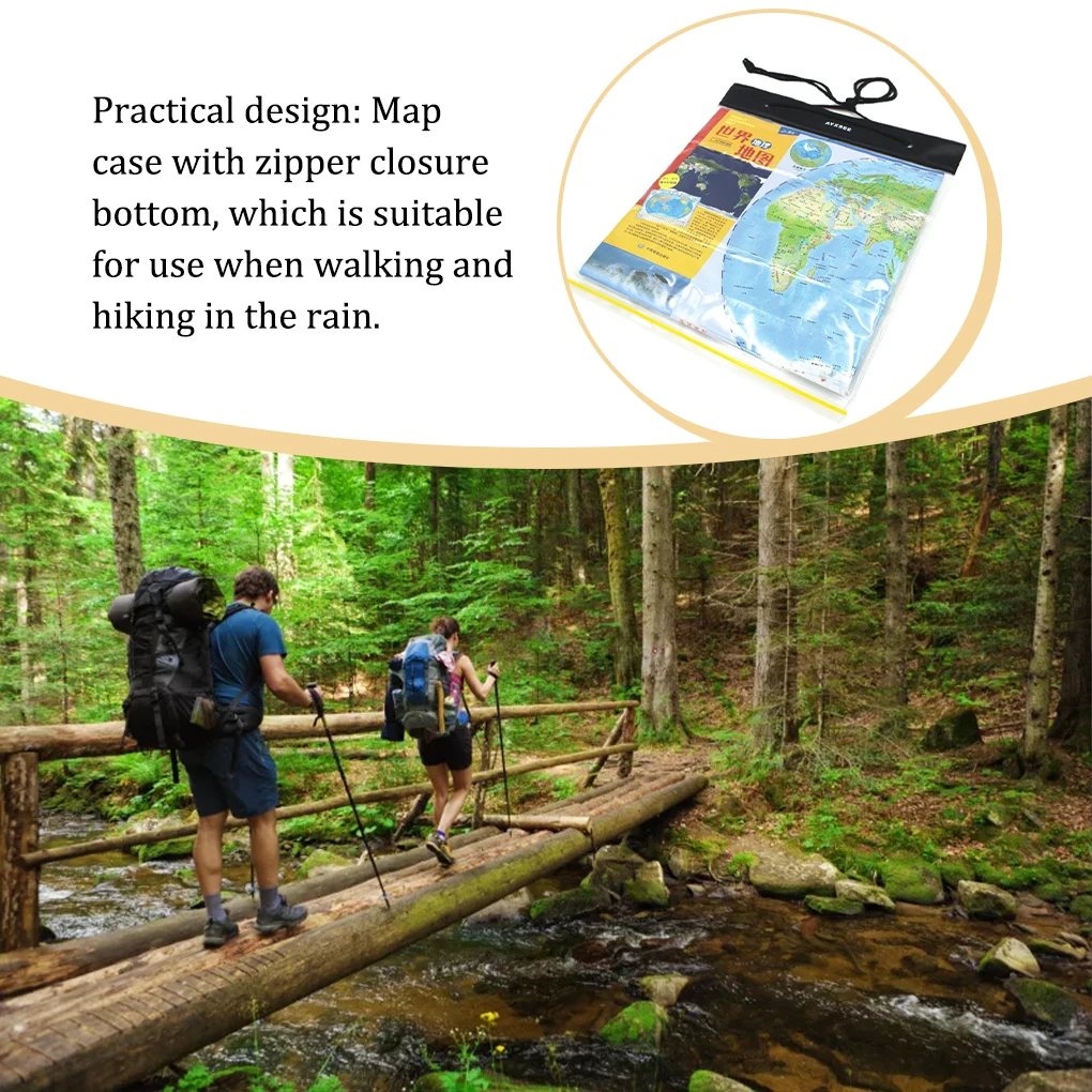 Map Case Clear Waterproof PVC Document Stationery Holder Cover Portable Outdoor Camping Pocket Bag with Zipper