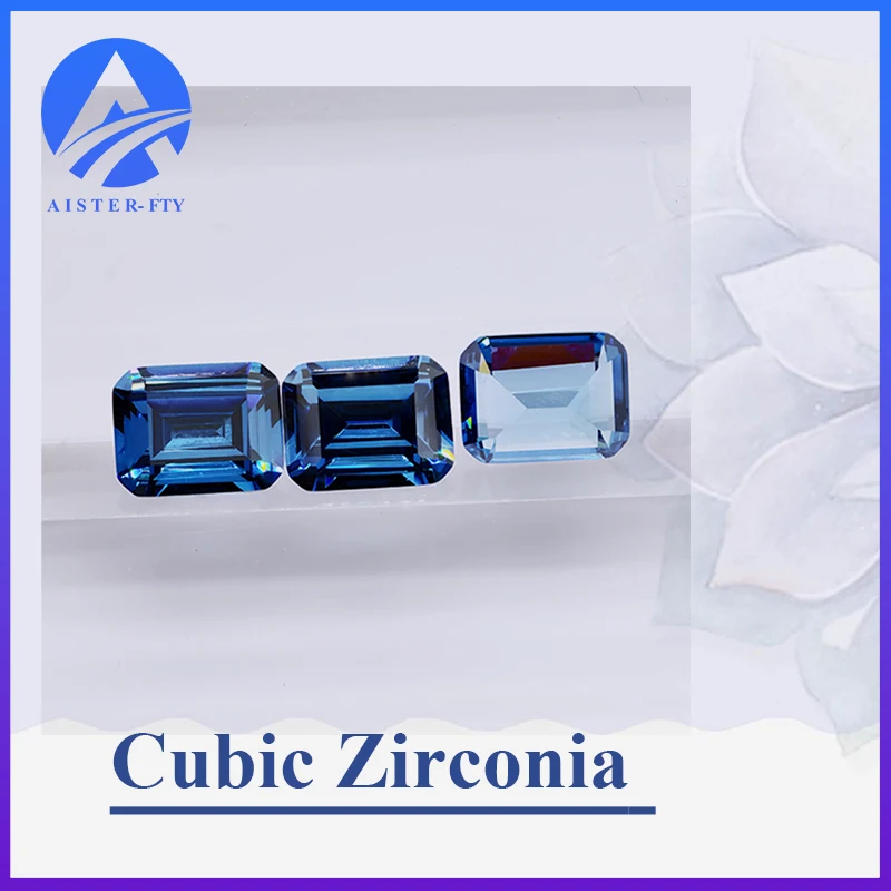

5A+ New Blue Color Emerald Cut Cubic Zirconia Stones Loose Gemstone for Jewelry Making/DIY