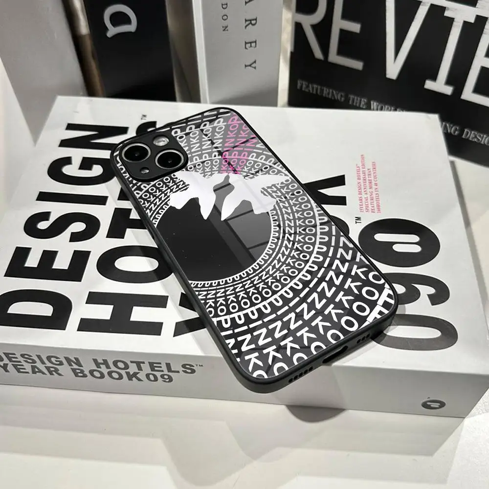 HYBXAXC Elegant Bird Emblem Tempered Glass Phone Case Black White Fashion Cover For IPhone Durable Anti Scratch Protective Shell - view 5