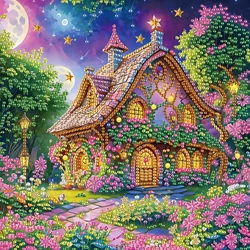 DIY Flower House 5D Special Shape Diamond Art Kits for Beginners,Diamond Art Painting Kits for Home Wall Decoration Gift