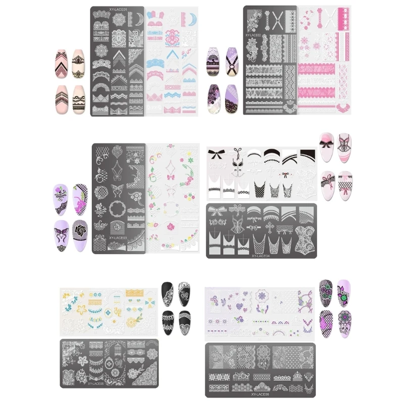 Hohle Linien Nails Art Stamping Vorlage Blumen Maniküre Druck French Tip Nails Stamping Plates Nails Art Stamp Tool