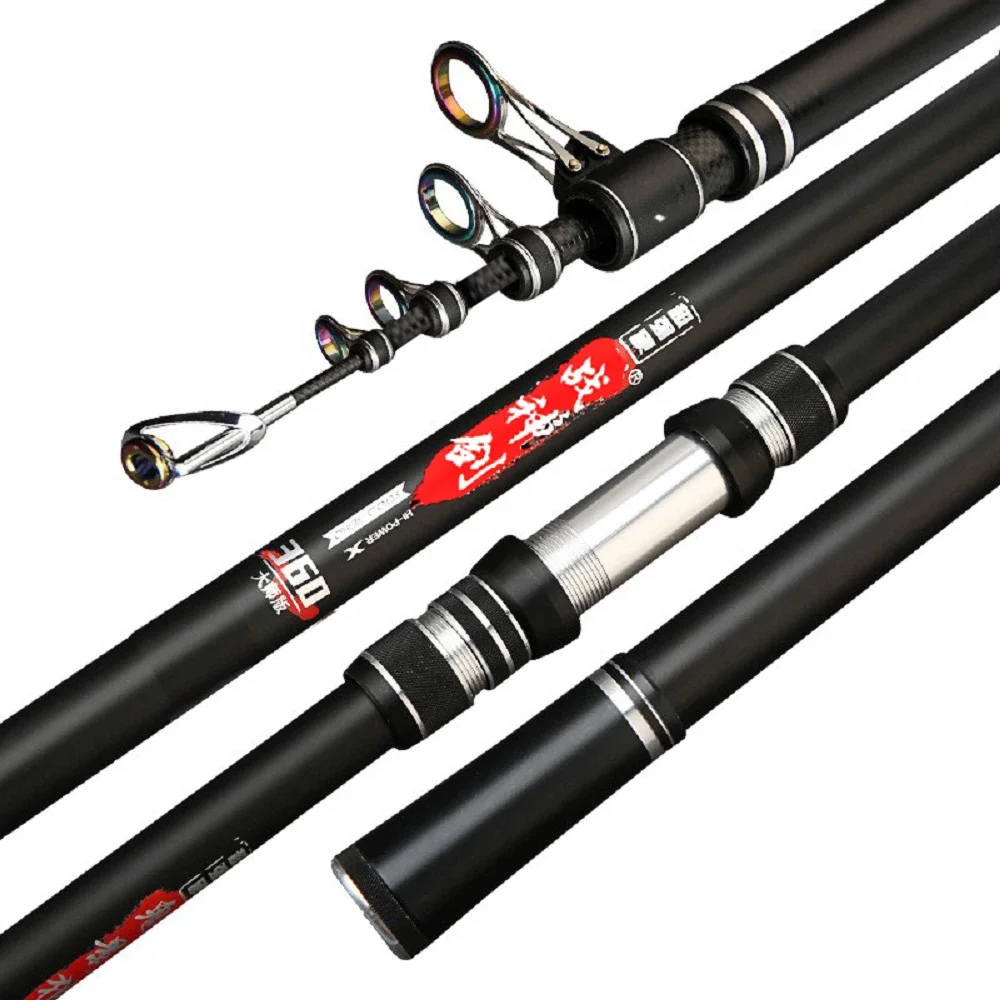 

Telescopic Fishing Rod 2.7/3.0/3.6/4.2/4.5/5.0m Distance Throwing Rod Spinning Power 5-300g Surfcasting Carbon Baitcasting rod